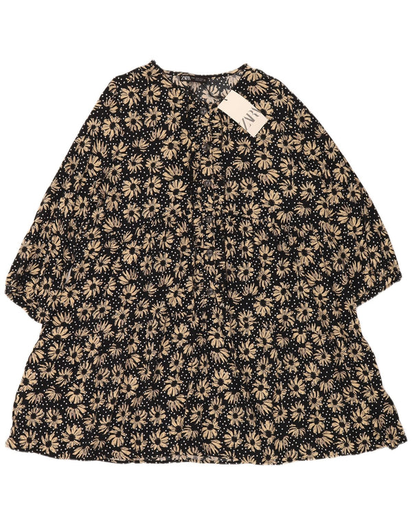 Zara Damekjole UK 20 2XL Navy Blue Floral Viscose
