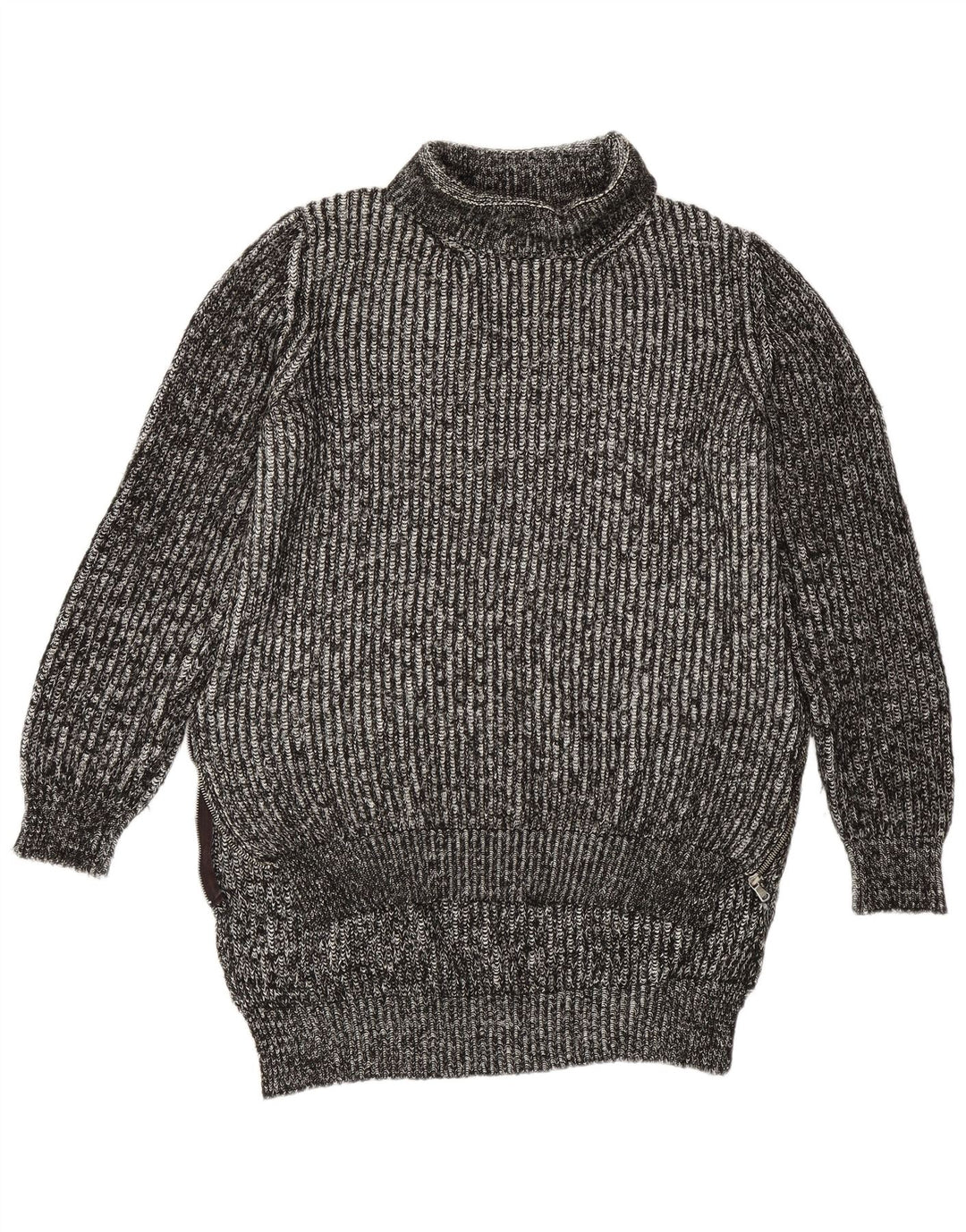 Zara Dame Longline rullehals sweater UK 14 Medium Grey Flecked
