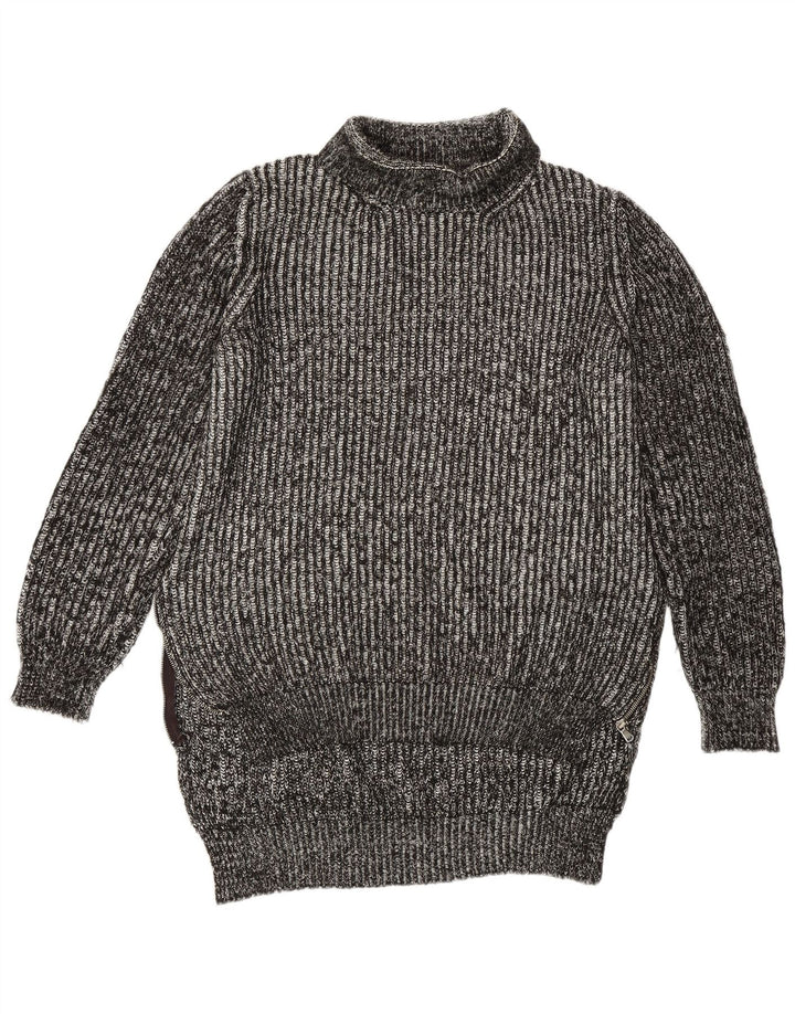 Zara Dame Longline rullehals sweater UK 14 Medium Grey Flecked