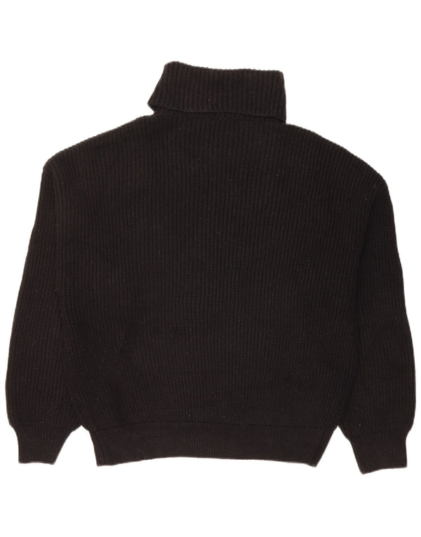 Zara Dame Rullehals Sweater UK 14 Medium Sort Viscose