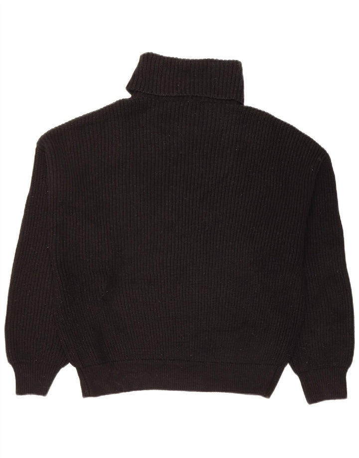 Zara Dame Rullehals Sweater UK 14 Medium Sort Viscose