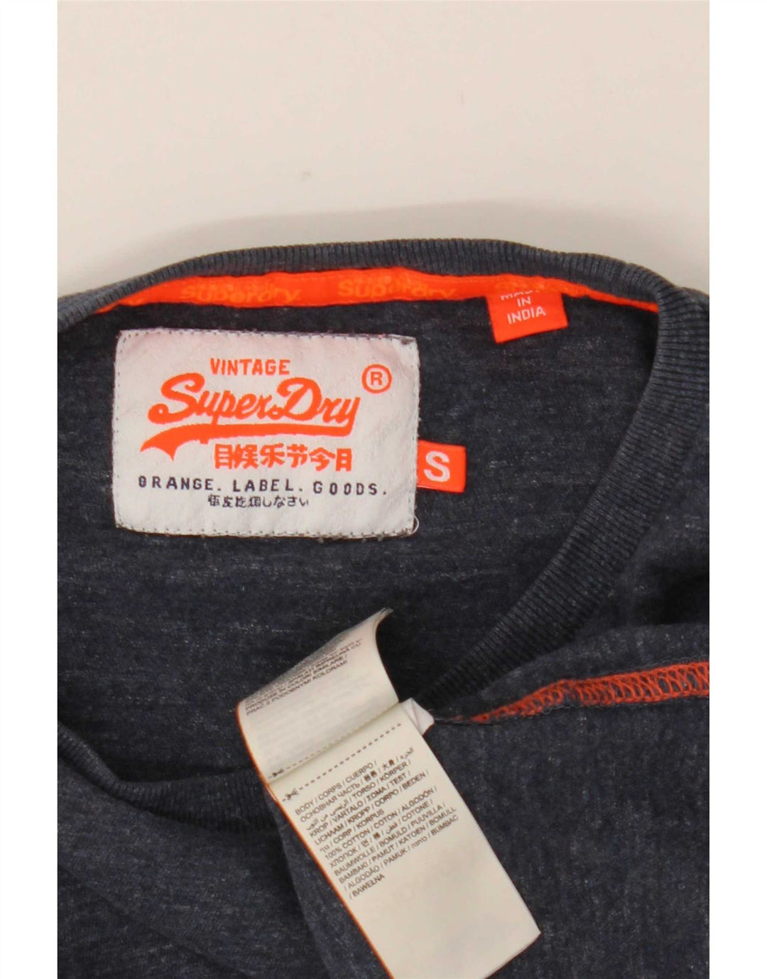 Superdry Herre Top Langærmet Lille Marineblå Flecked Bomuld