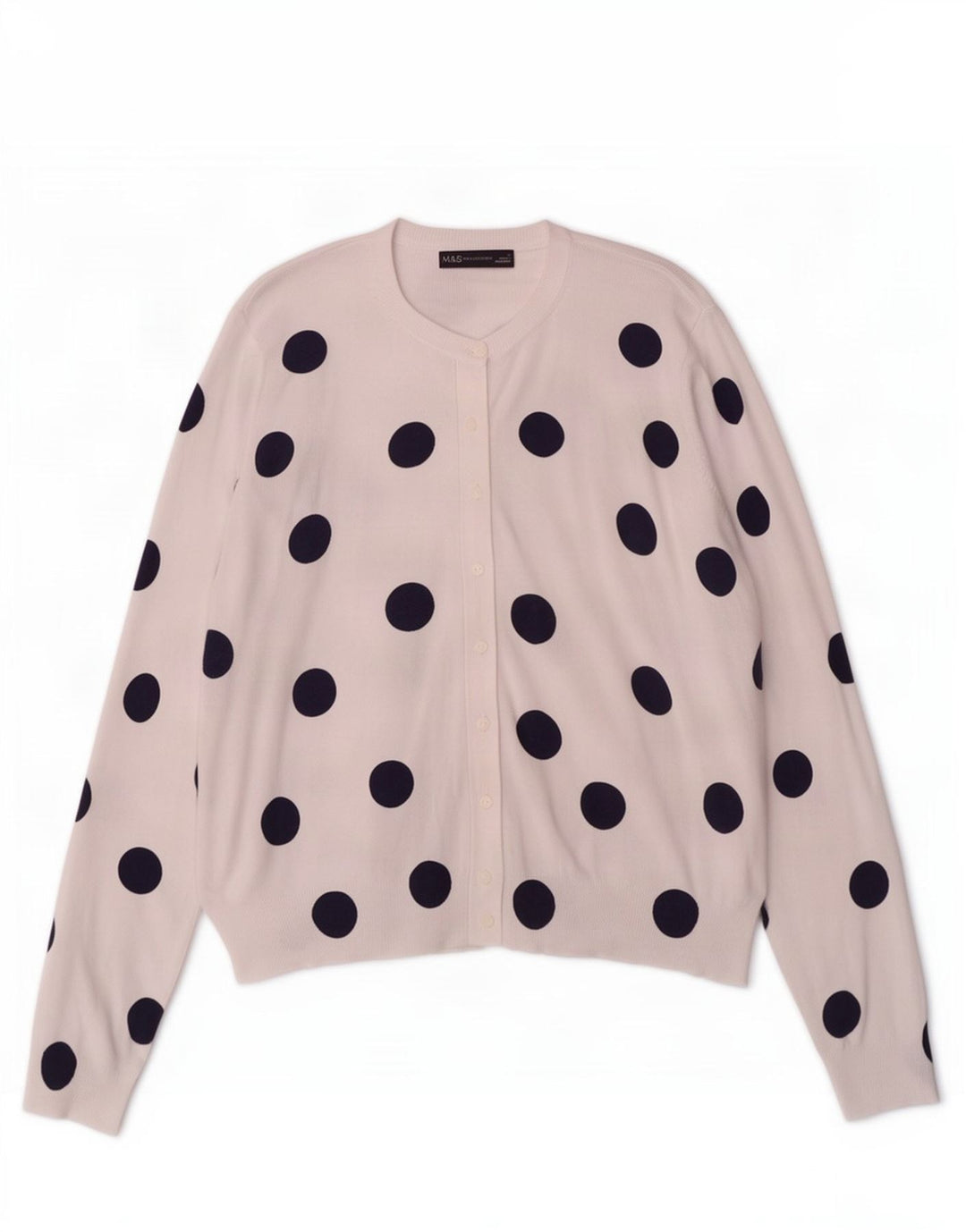 Marks & Spencer Dame Cardigan Sweater UK 18 XL Hvid Geometrisk