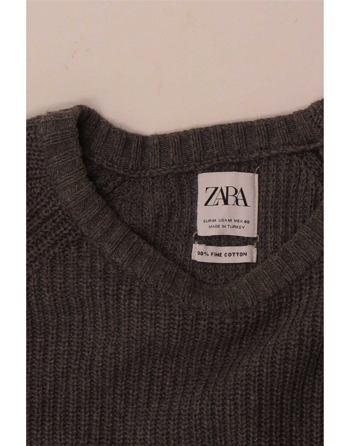 Zara Herre Boat Neck Jumper Sweater Medium Grey Bomuld