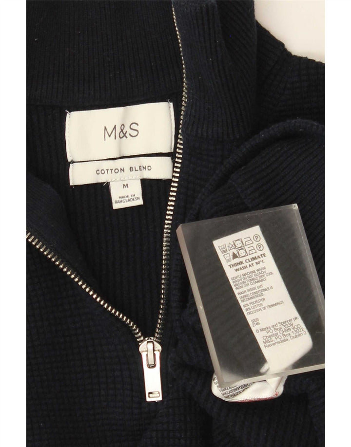 Marks & Spencer Herre sweater med lynlåshals mellem marineblå polyester