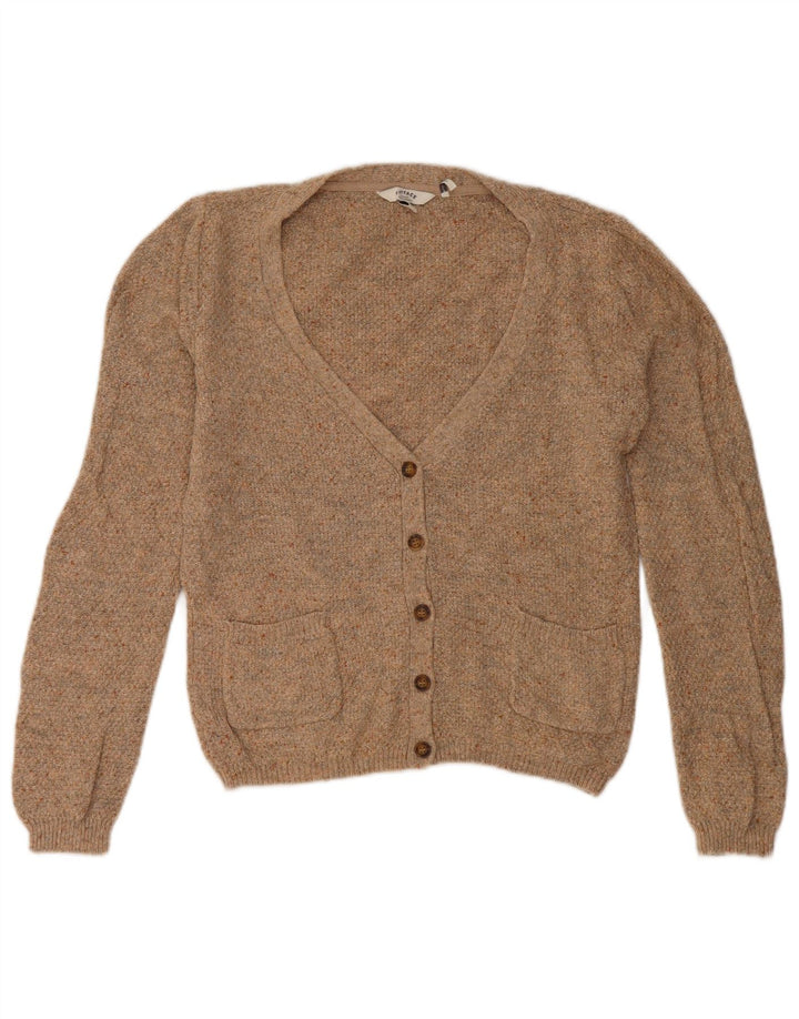 Fat Face Dame Cardigan Sweater UK 10 Lille Brun Bomuld