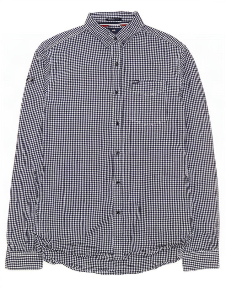 Superdry herreskjorte stor marineblå Gingham bomuld