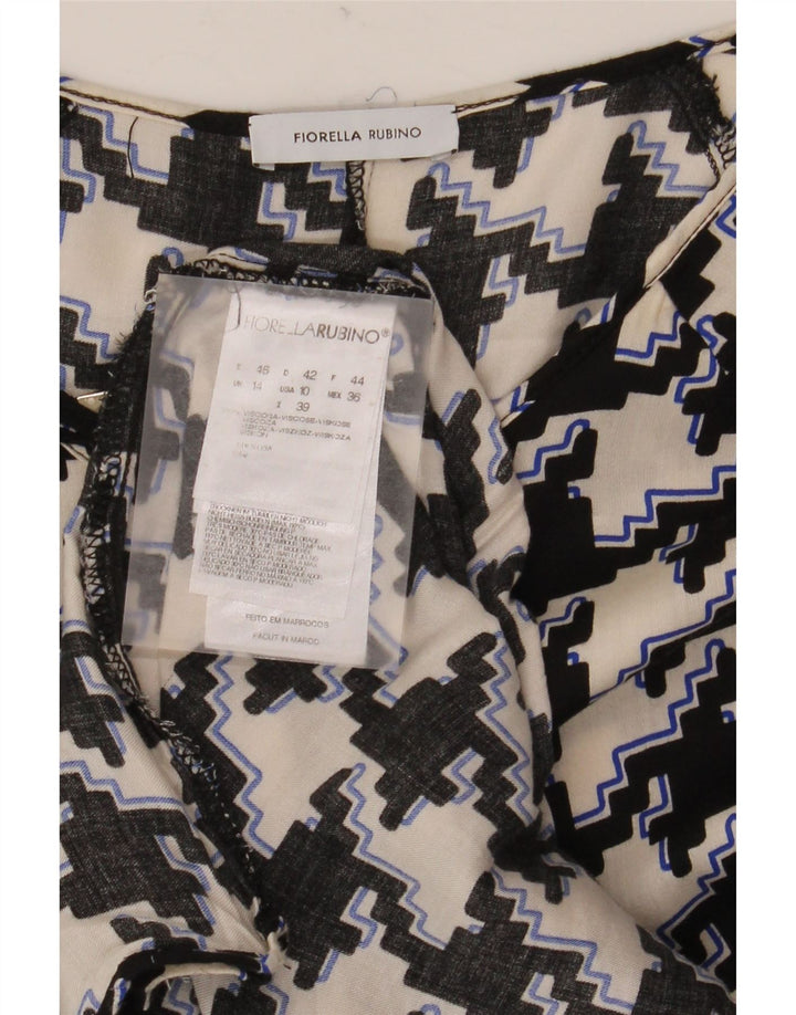 Fiorella Rubino Damebluse Top UK 14 Medium Black Houndstooth Viscose