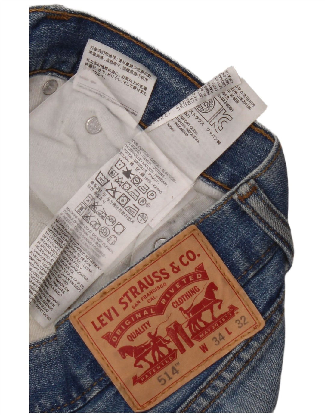 LEVI'S Herre 514 Straight Jeans W34 L32 Blå Bomuld