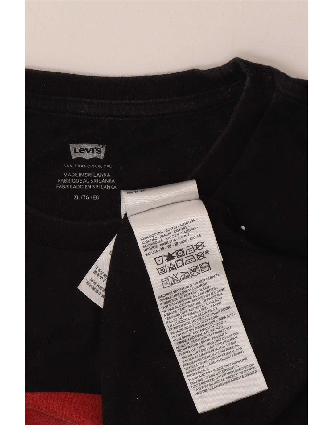 Levi's Herre grafisk T-shirt top XL sort bomuld