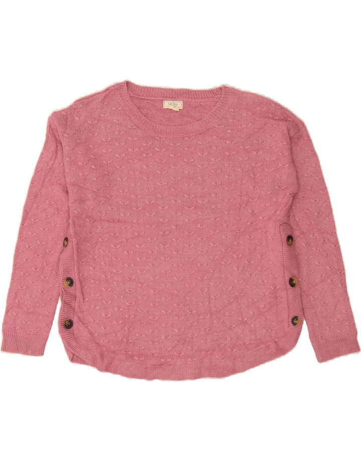 FAT FACE Womens Boat Neck Jumper Sweater UK 12 Medium Pink Viscose Vintage Fat Face and Second-Hand Fat Face from Messina Hembry 