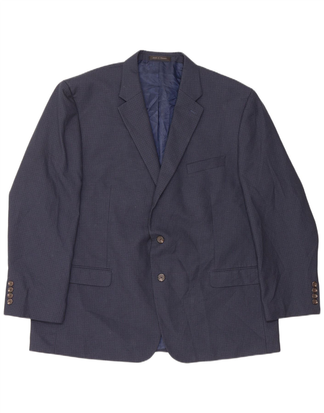Chaps Herre Blazer Jakke EU 50 Large Navy Blue Houndstooth Polyester
