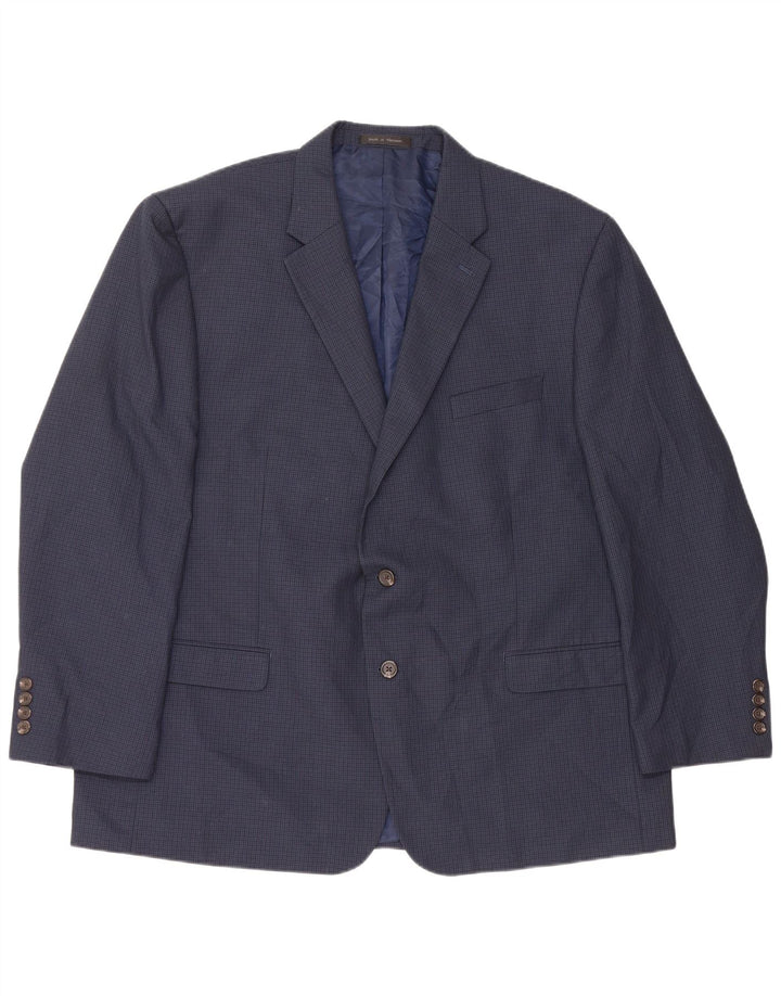Chaps Herre Blazer Jakke EU 50 Large Navy Blue Houndstooth Polyester