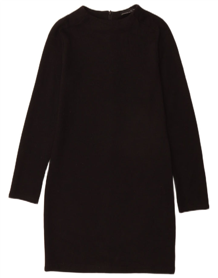 Zara Dame Jumper Dress UK 12 Medium Sort Bomuld