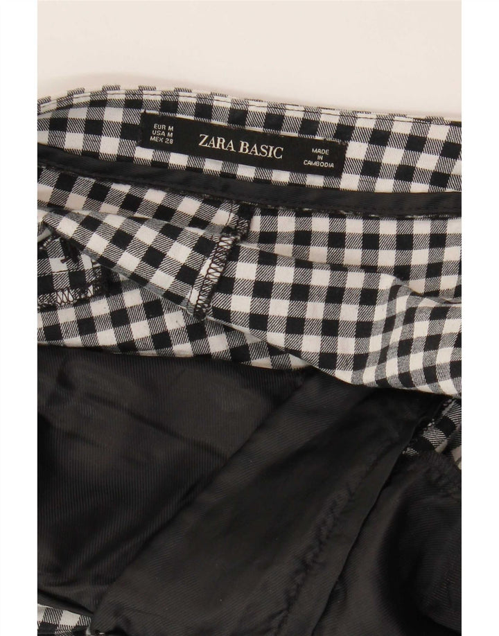 Zara Dame Slim Chino Bukser Medium W30 L26 Sort Gingham