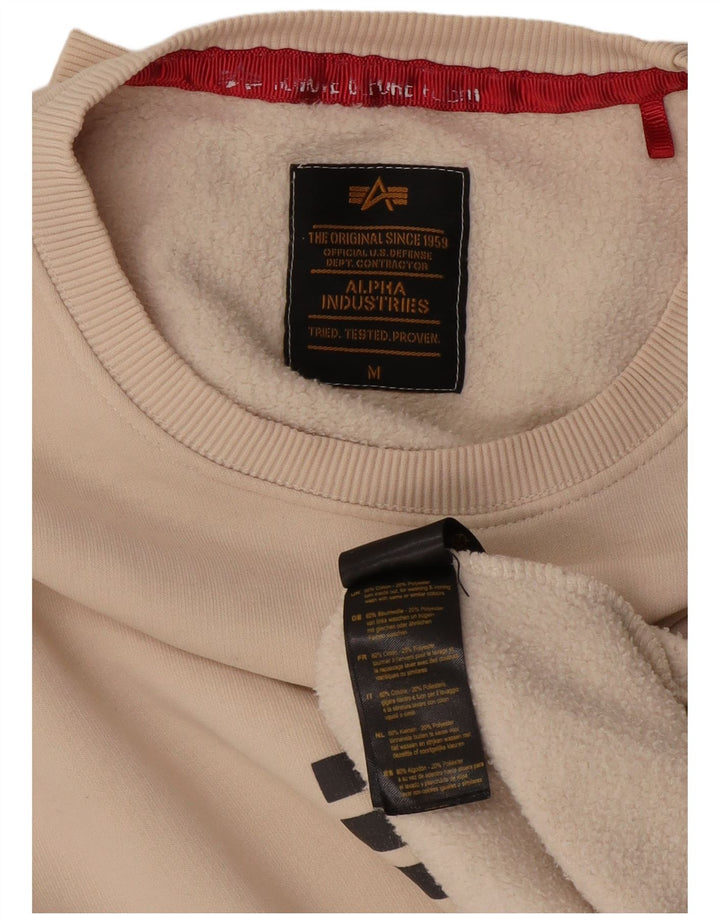 Alpha Industries Herre grafisk sweatshirt Jumper Medium Beige Bomuld