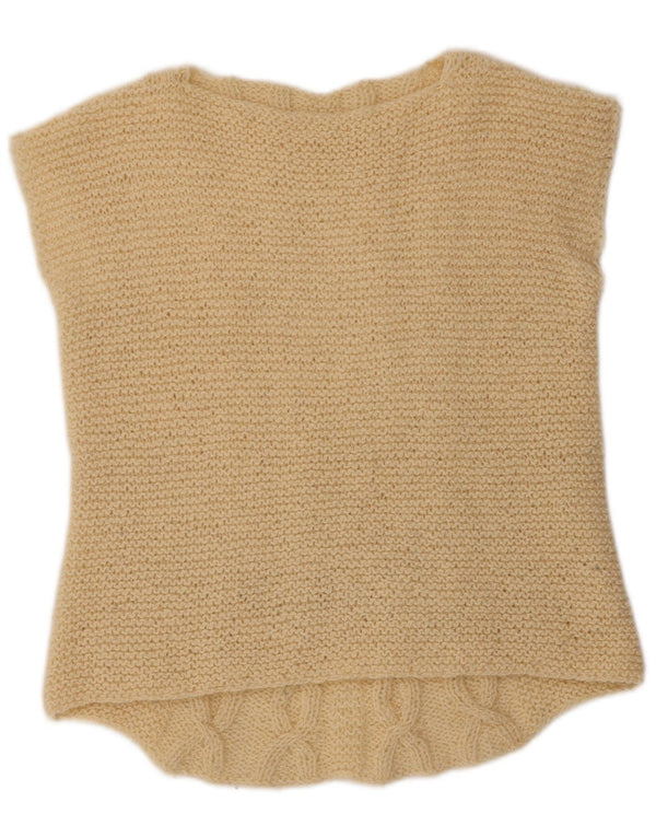 VINTAGE Dame Vest Tank Top UK 12 Medium Beige