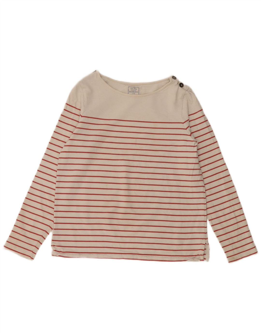 FAT FACE Dame Top Langærmet UK 8 Small Off White Stribet Bomuld