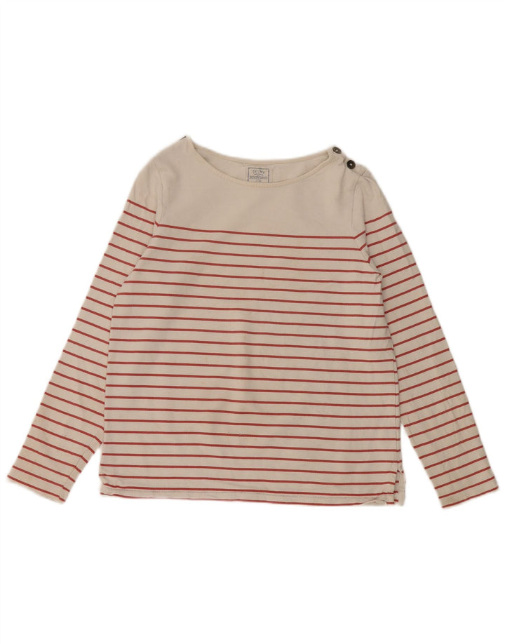 FAT FACE Dame Top Langærmet UK 8 Small Off White Stribet Bomuld