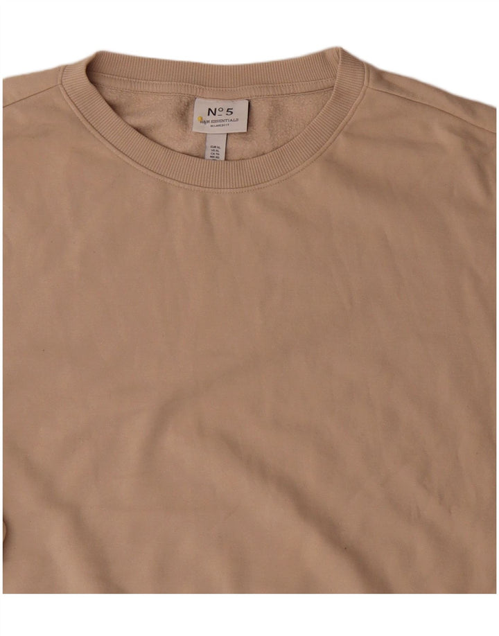 H&M Herre Relaxed Fit Sweatshirt Jumper XL Beige Bomuld