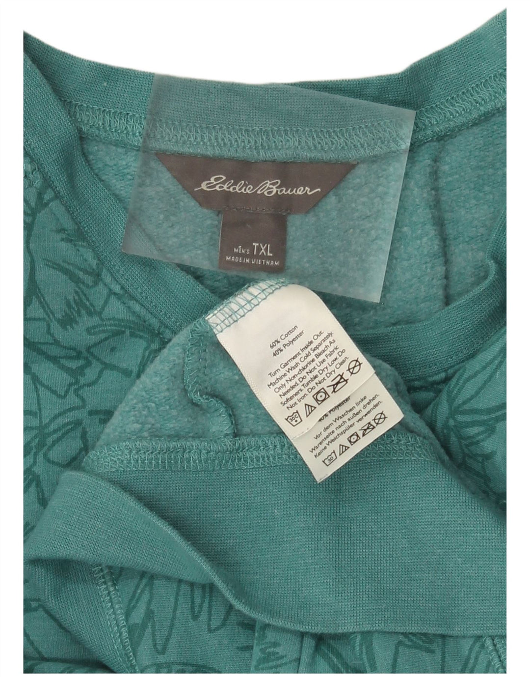 Eddie Bauer Herre Høj Sweatshirt Jumper XL Grøn Blomsterbomuld