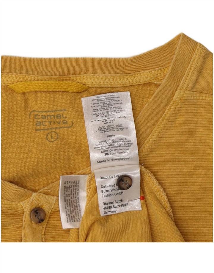 CAMEL ACTIVE Mens T-Shirt Top Large Yellow Cotton