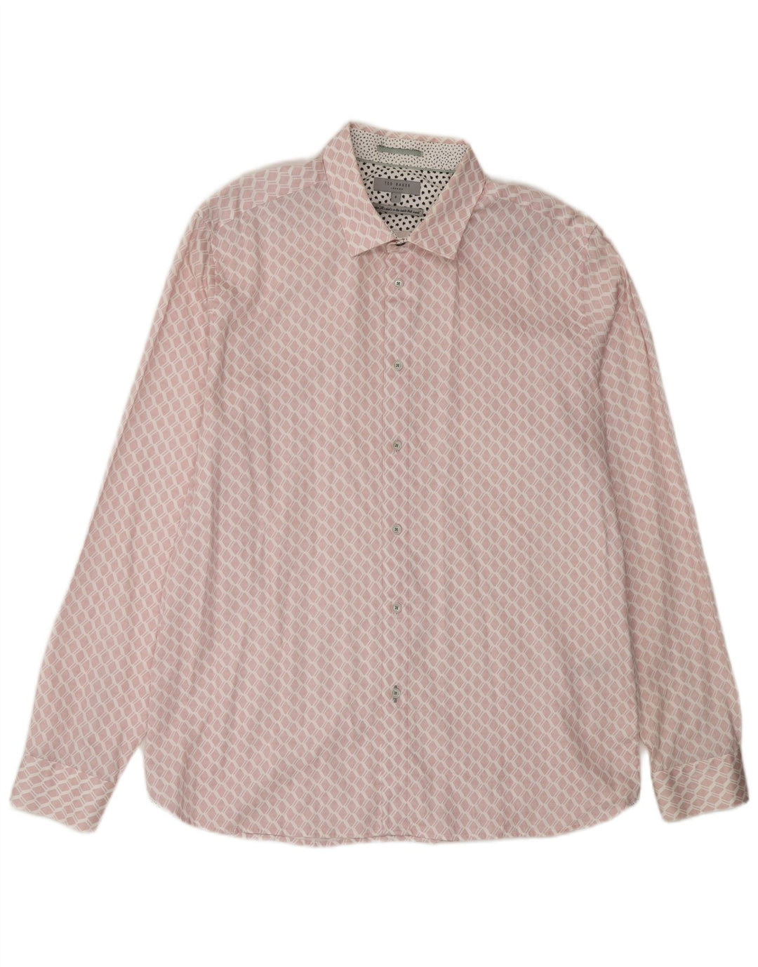 TED BAKER Herreskjorte str. 6 2XL Pink geometrisk bomuld