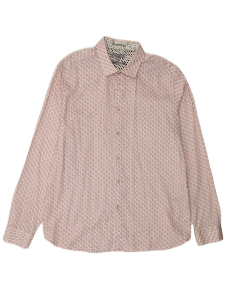 TED BAKER Herreskjorte str. 6 2XL Pink geometrisk bomuld