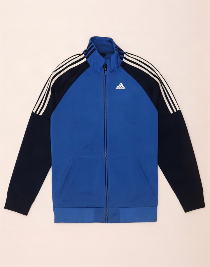 Adidas Træningsdragt til mænd, topjakke, stor blå farveblok polyester