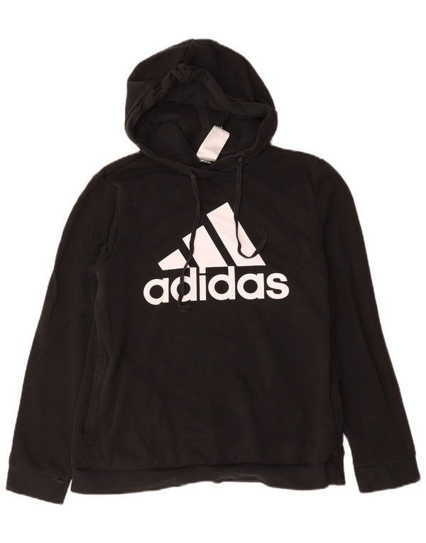 Adidas Graphic Hoodie Jumper UK 12/14 Medium Black Bomuld