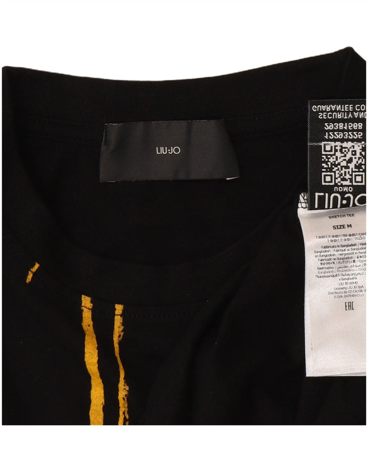 Liu Jo Herre Grafisk T-Shirt Top Medium Sort Bomuld