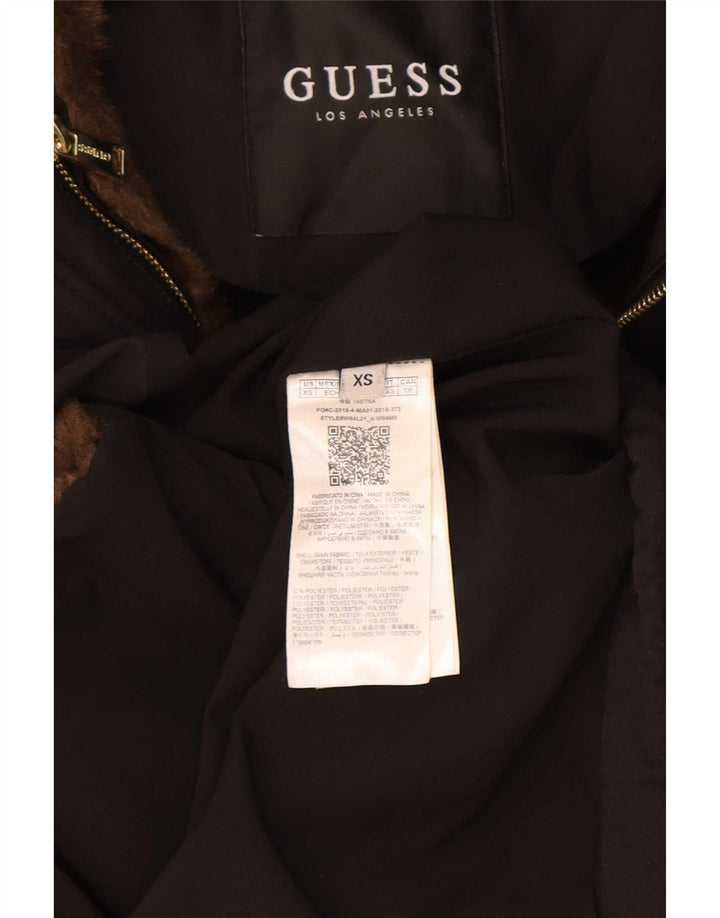 Guess, grafisk hættejakke til kvinder, UK 6 XS sort polyester