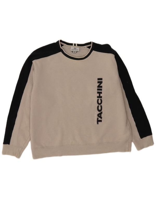 Sergio Tacchini Herre Grafisk Sweatshirt Jumper 3XL Grå Colourblock Bomuld