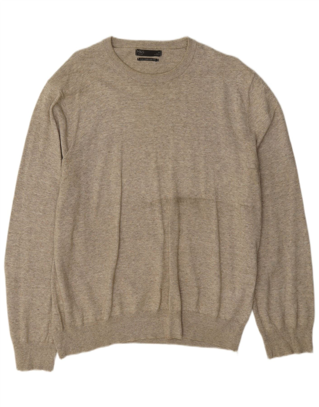 Marks & Spencer Herre Boat Neck Jumper Sweater XL Grå Flecked Bomuld