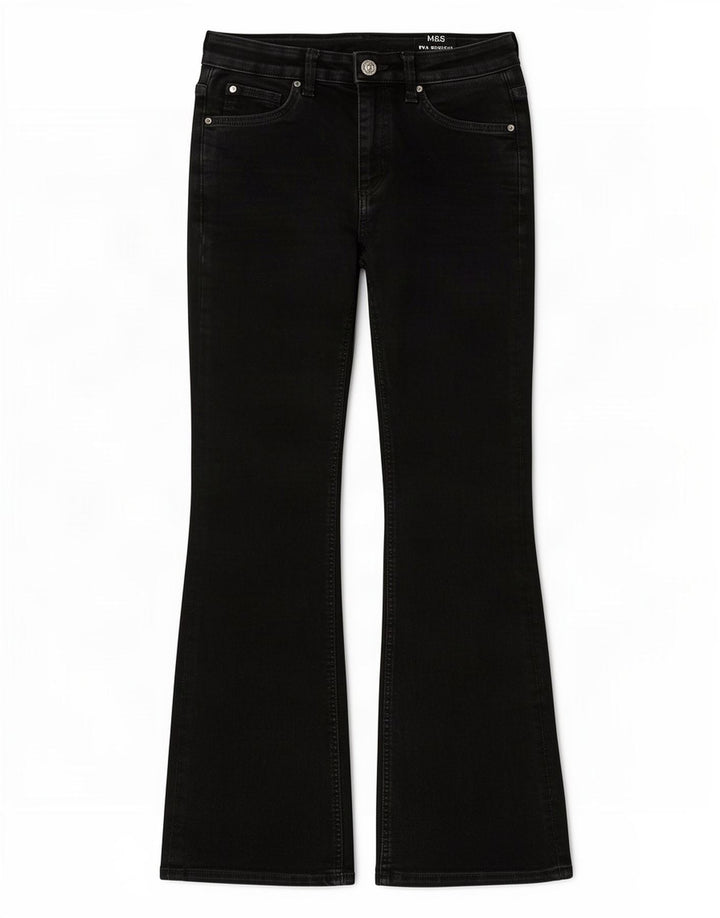 Marks & Spencer Dame Eva Bootcut Jeans UK 10 Small W27 L27 Black