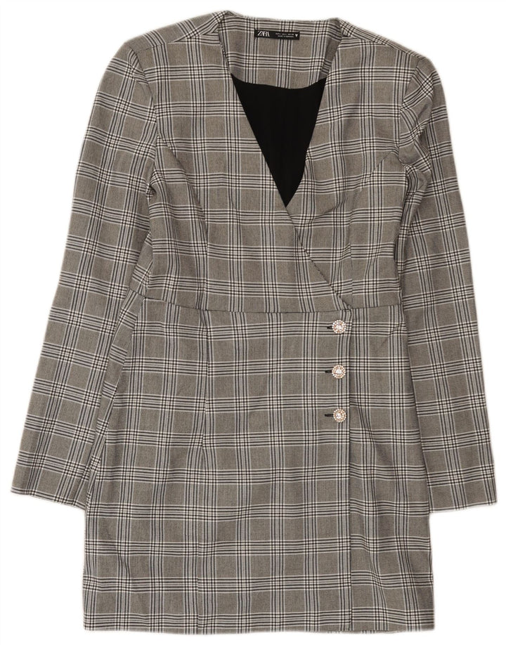 Zara Womens Sheath Dress UK 14 Large Grå Houndstooth Polyester