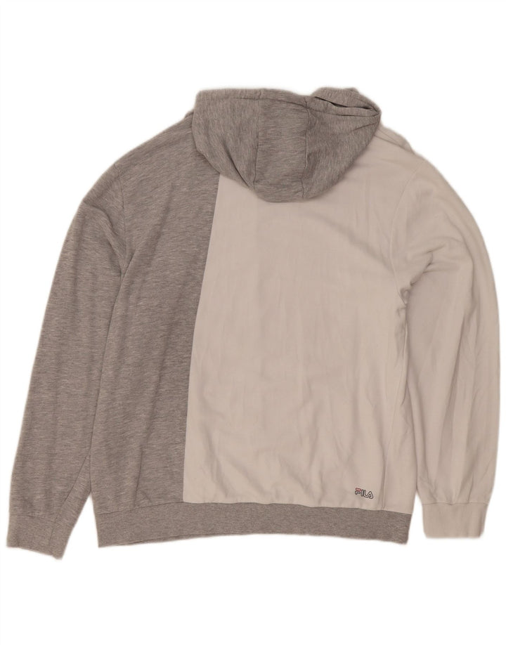 FILA Mens Graphic Hoodie Jumper XL Grey Colourblock