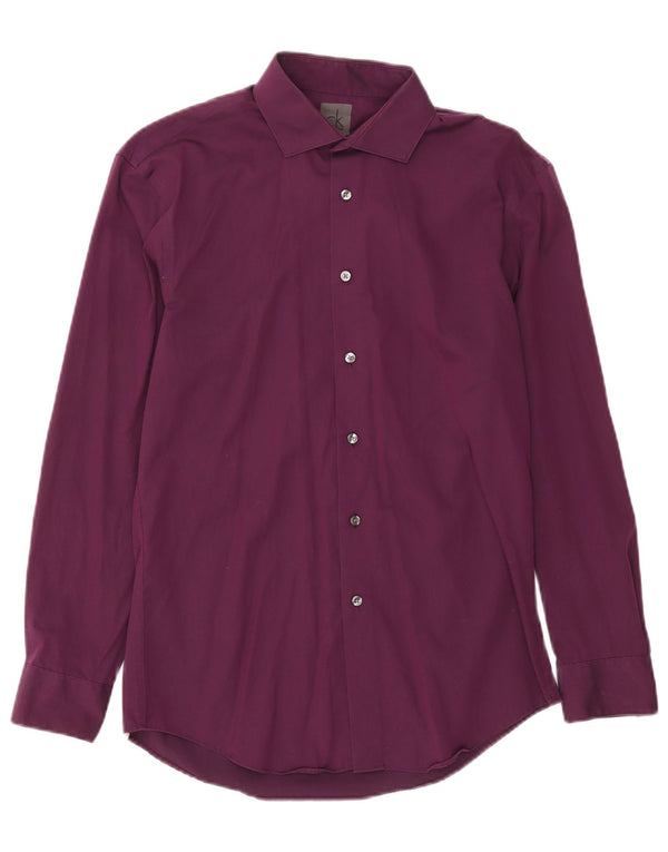 Calvin Klein Herre Slim Fit Skjorte Størrelse 15 1/2 Medium Lilla Bomuld