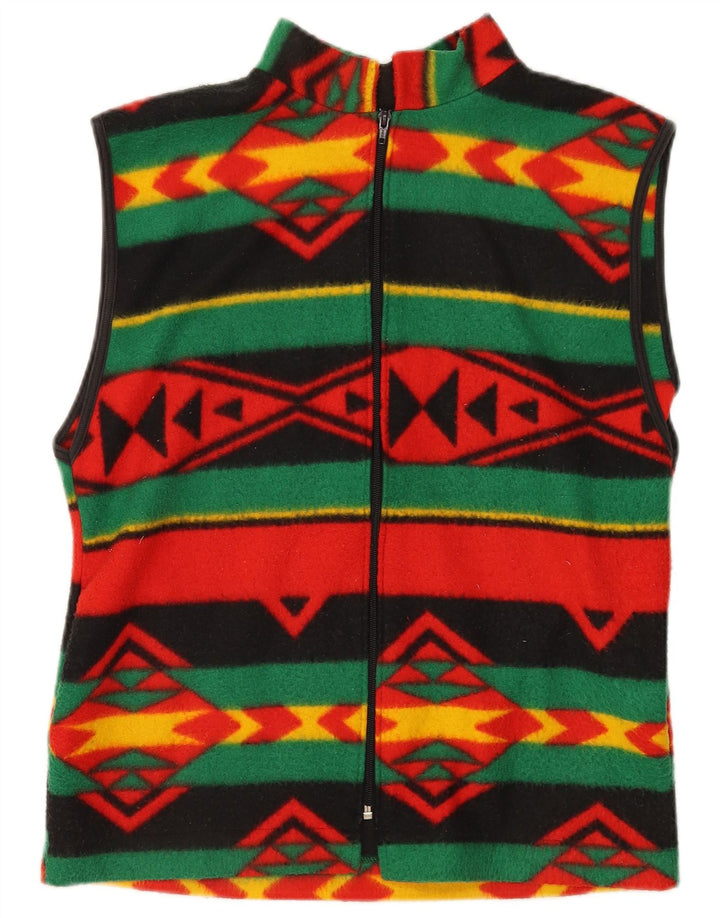 Vintage Herre Fleece Gilet UK 38 Medium Flerfarvet Geometrisk