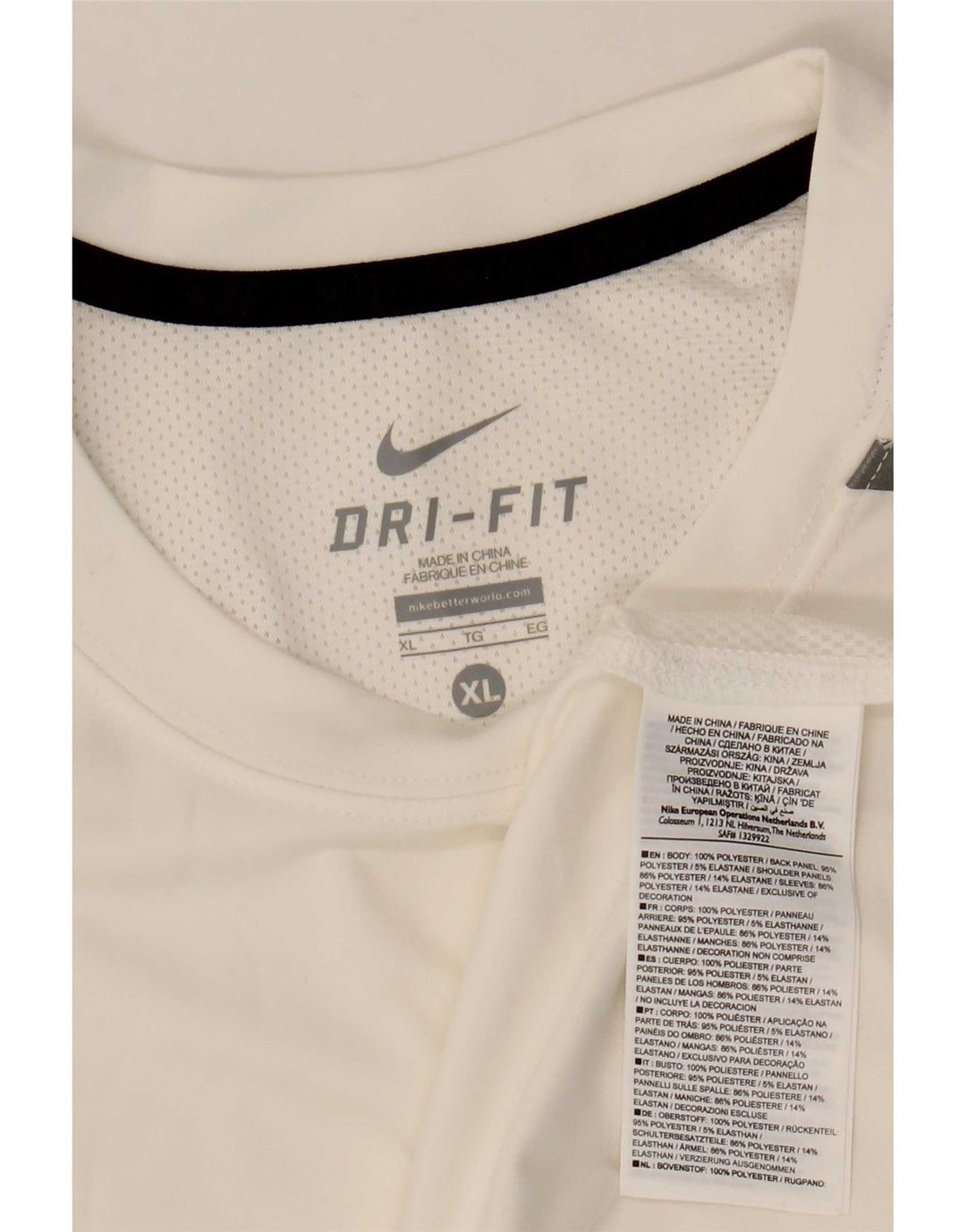 Nike Herre Dri Fit T-Shirt Top XL Hvid Polyester