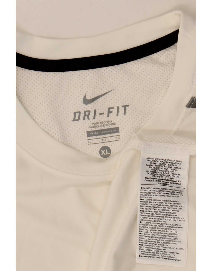 Nike Herre Dri Fit T-Shirt Top XL Hvid Polyester
