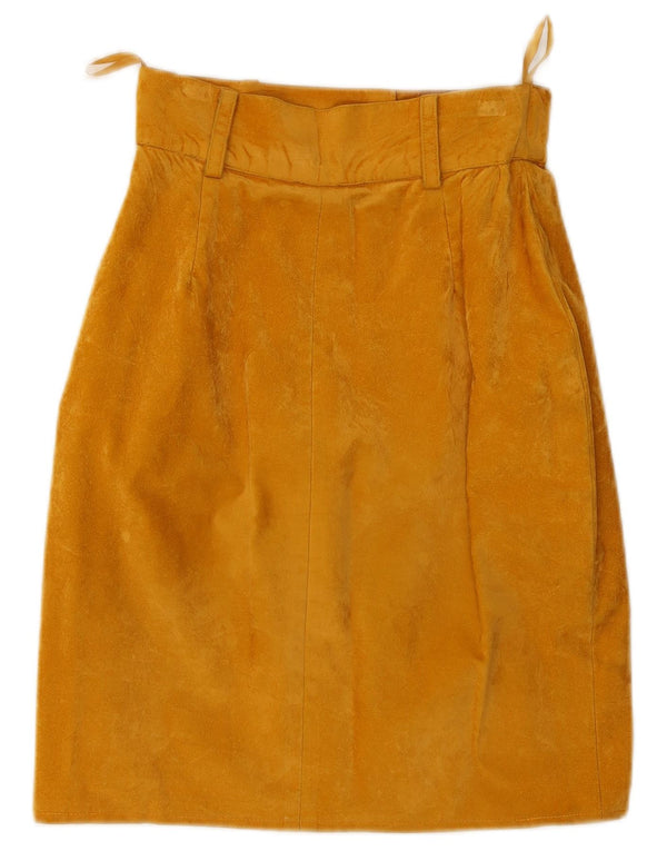 Vintage kvinders højtalje blyantnederdel Medium W26 gul bomuld