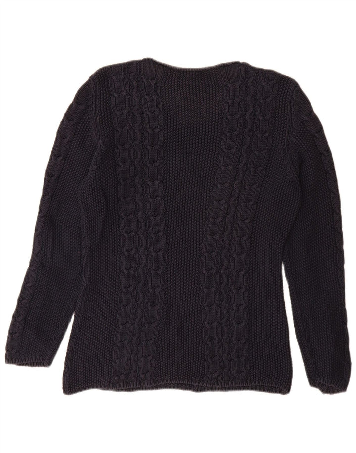 SISLEY Dame Boat Neck Jumper Sweater UK 14 Medium Navy Blue