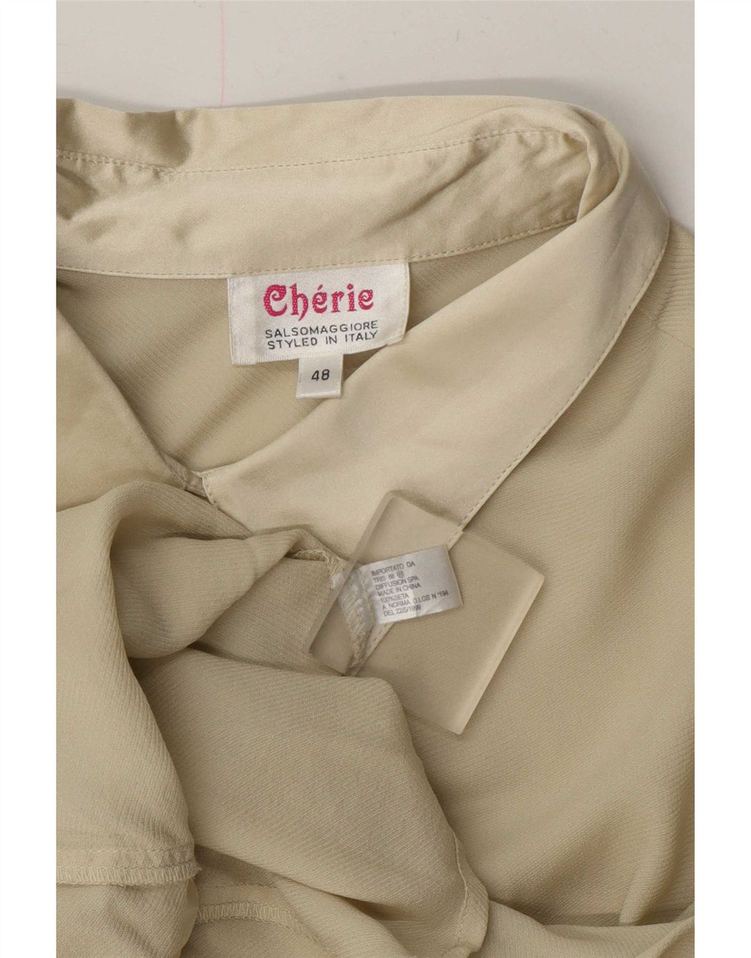 cherie Dame Skjorte Bluse IT 48 XL Beige Silke