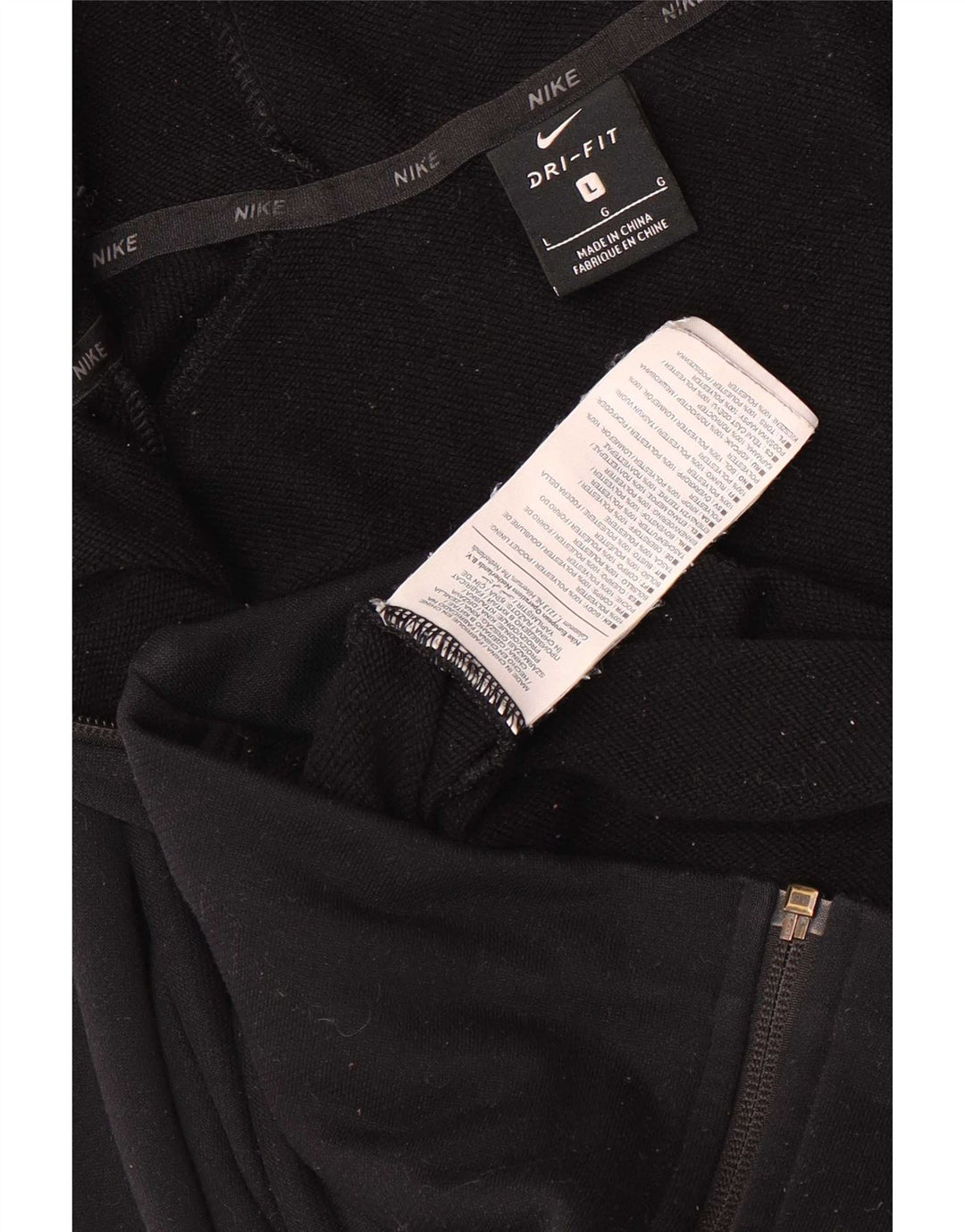 Nike Herre Dri Fit grafisk hættetrøje med lynlås, stor sort polyester