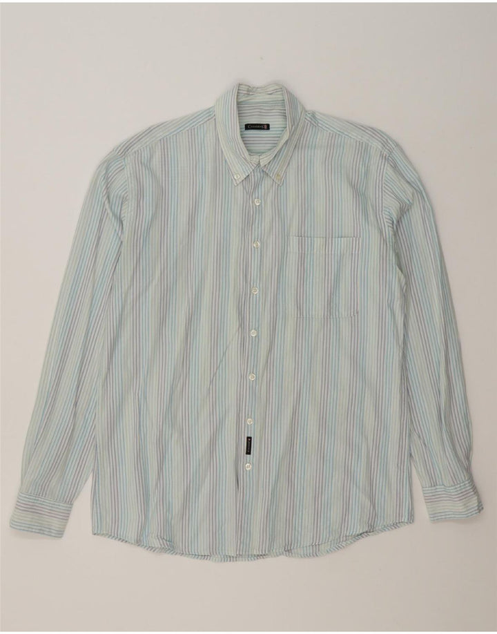 CANADIENS Mens Shirt Large Blue Striped Cotton Vintage Canadiens and Second-Hand Canadiens from Messina Hembry 