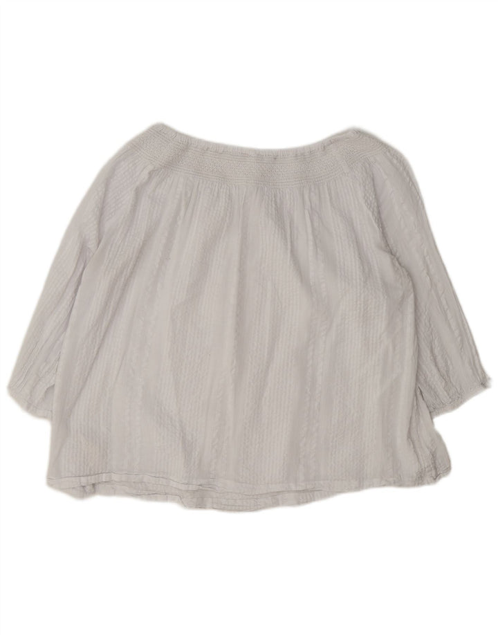 Fat Face Dame Oversized 3/4 ærmet bluse Top UK 12 Medium White Bomuld