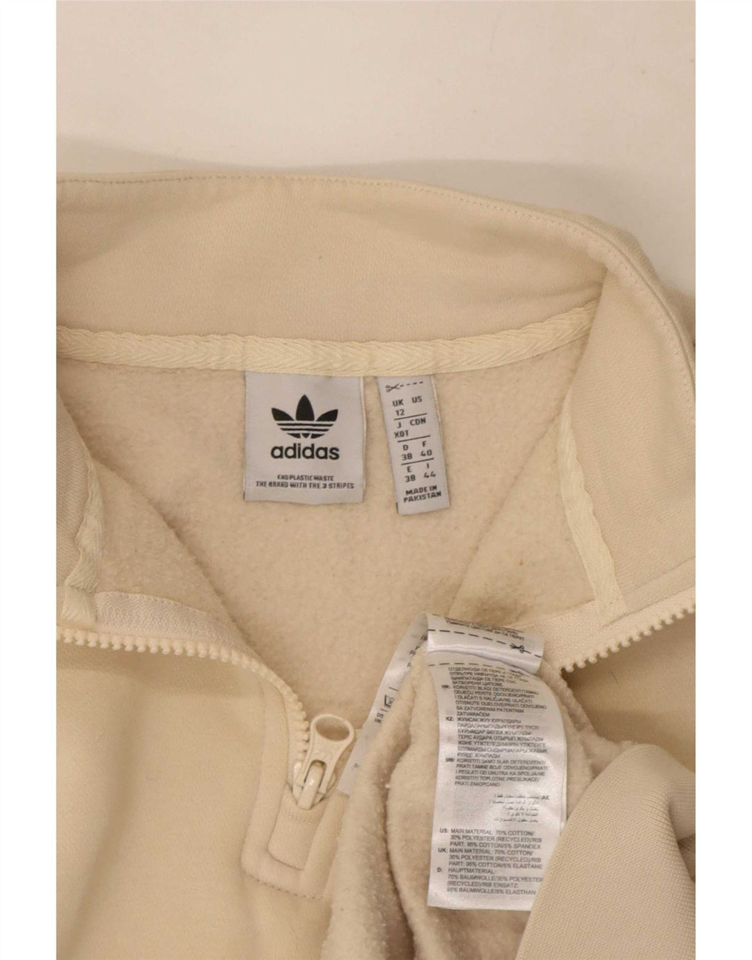 Adidas Dame Oversized Grafisk Sweatshirt Jumper UK 12 Medium Beige