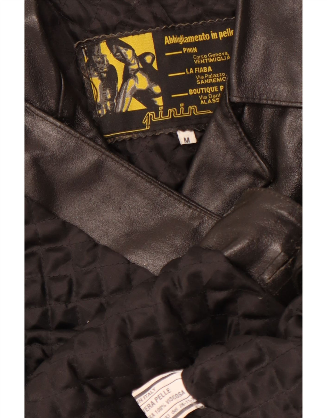 VINTAGE Læderfrakke til kvinder UK 14 Medium Sort Læder