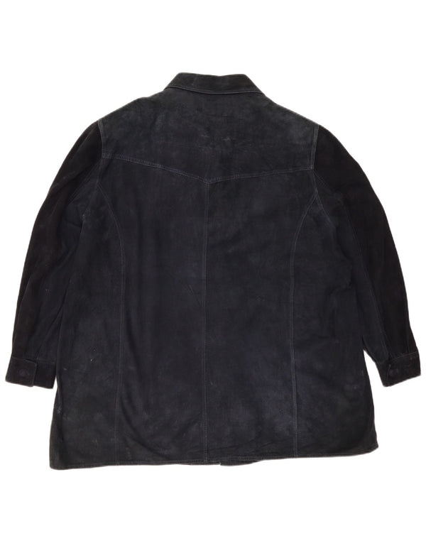 Vintage dame ruskindsjakke UK 18 XL marineblå